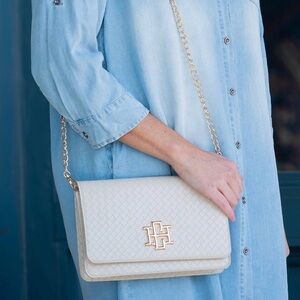 Caroline Hill Woven Almond Bryn Clutch/Crossbody Purse